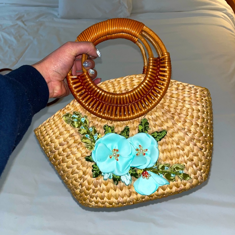 New Handmade Straw Purse Clutch Bag Handbag Authentic Made in Vietnam Tropical